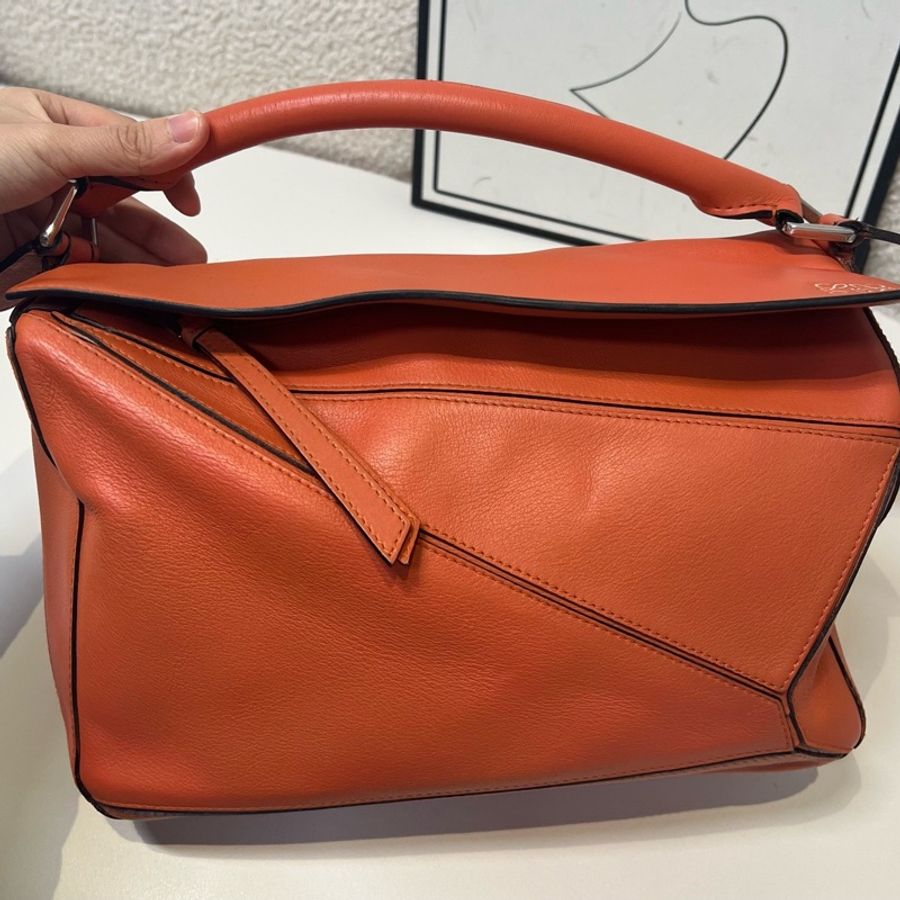 Loewe/羅意威 橘色puzzle 幾何包手提單肩斜挎包  中號 29*19.5cm-0