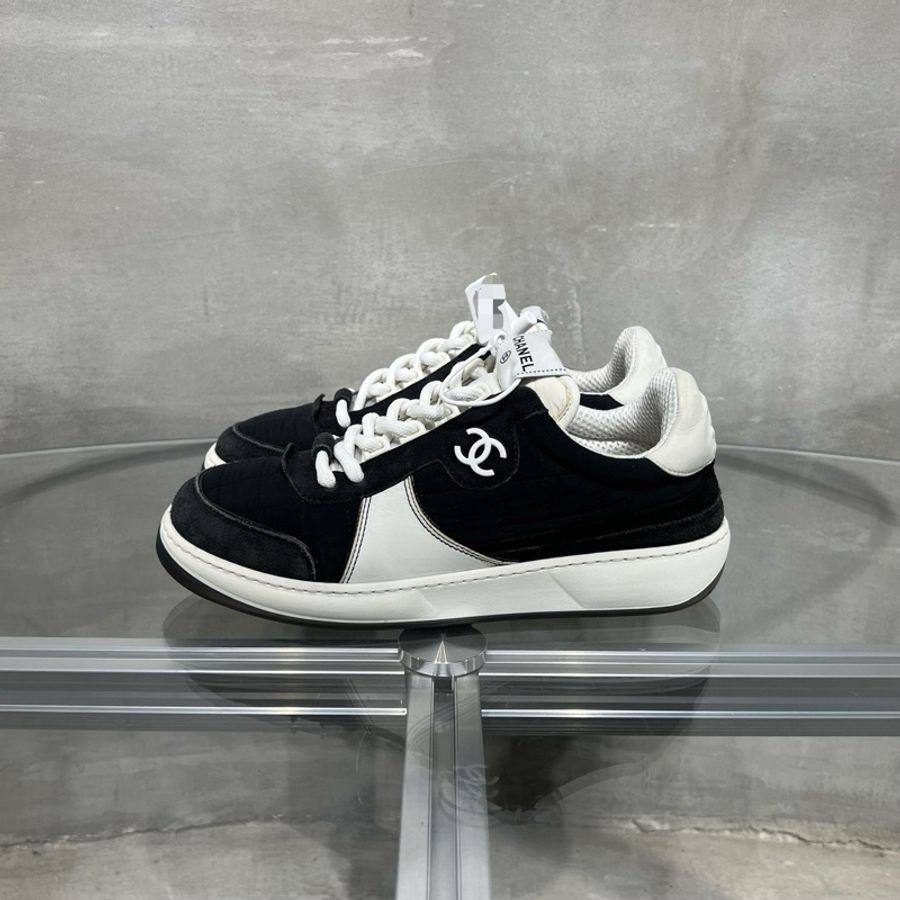 CHANEL 香奈兒 徽標皮革低幫板鞋 黑白色 38碼-2