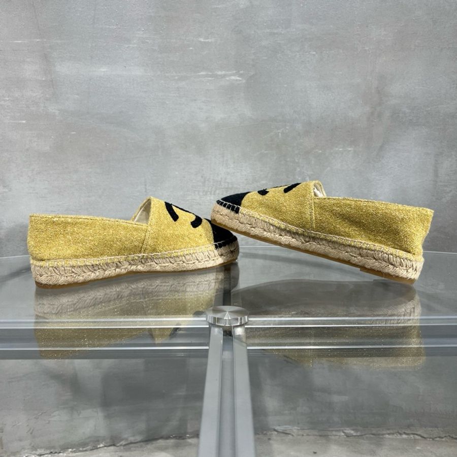 CHANEL 香奈兒 漁夫鞋 金色 絲綢 37 碼-3
