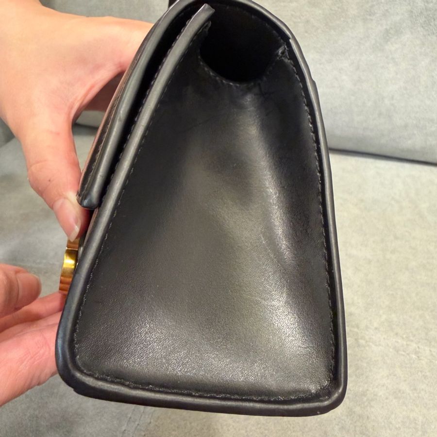BALENCIAGA 巴黎世家 Hourglass XS黑色B字標誌牛皮手提斜背沙漏包-18