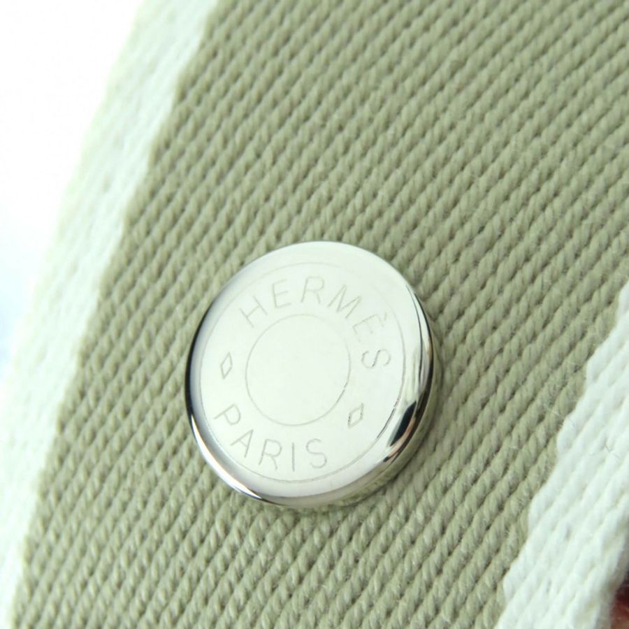 愛馬仕 (HERMES) Bride-à-Brac GM 100% 純棉 H Logo Sellier 連結手提包/手拿包,象牙色,法國製造,女士款-8