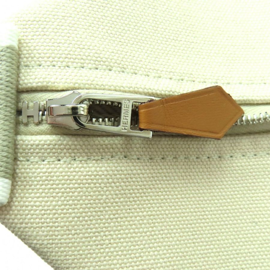愛馬仕 (HERMES) Bride-à-Brac GM 100% 純棉 H Logo Sellier 連結手提包/手拿包,象牙色,法國製造,女士款-9