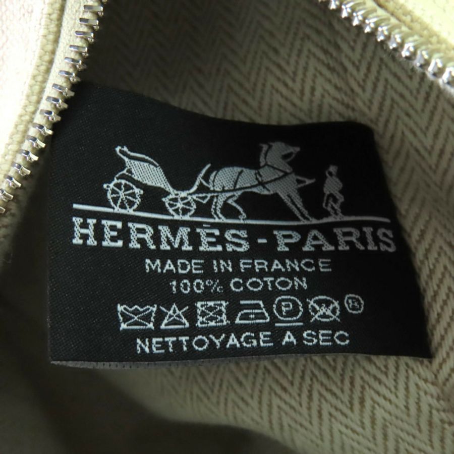 愛馬仕 (HERMES) Bride-à-Brac GM 100% 純棉 H Logo Sellier 連結手提包/手拿包,象牙色,法國製造,女士款-10