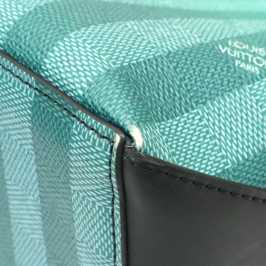 綠色 棋盤Stripe帆布 Weekend Tote 兩用包【LOUIS VUITTON LV 路易威登】 M59919-12