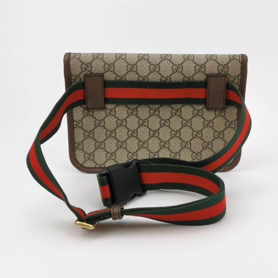 Gucci Neo Vintage牛皮GG老花虎頭Logo皮標腰 包胸包-4