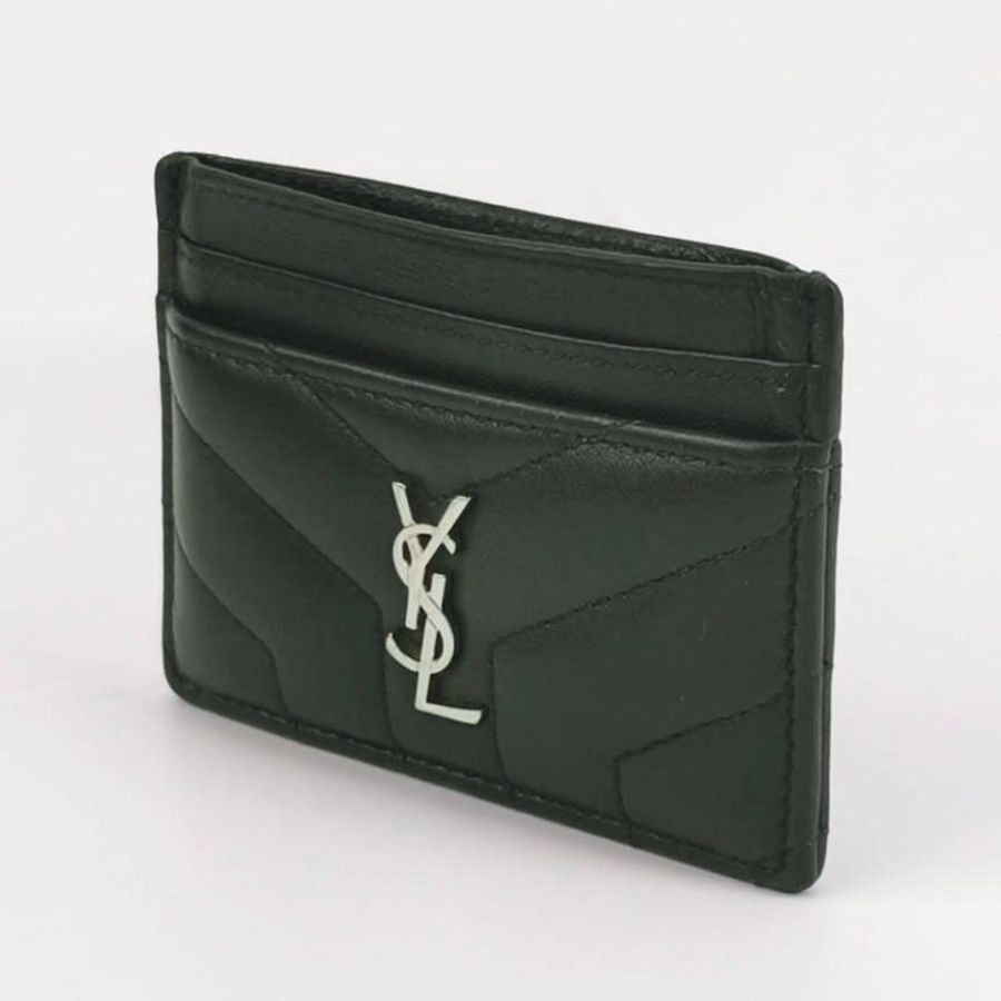 Saint Laurent LouLou羊皮純色YSL標誌絎縫卡包包-1