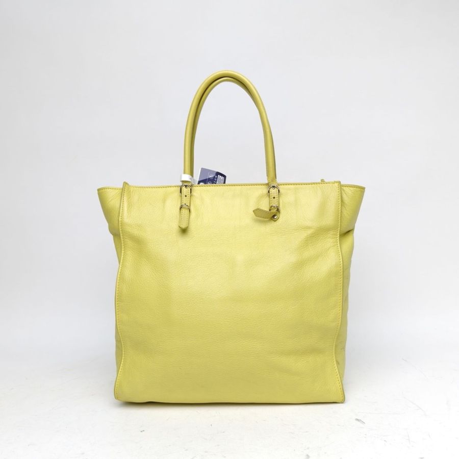 BALENCIAGA 黃色牛皮City系列機車包手提托特包-2