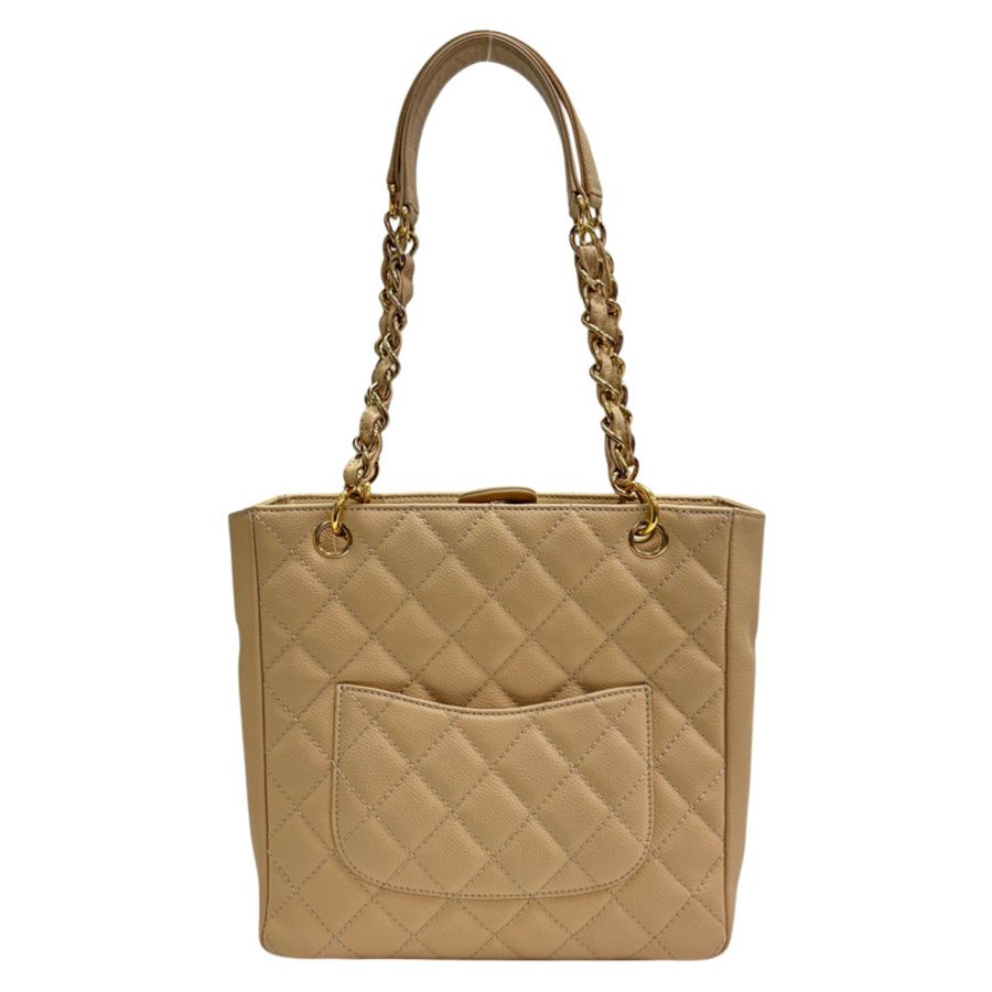 米色 荔枝紋 牛皮 PST 肩背包【CHANEL 香奈兒】 A50994-2