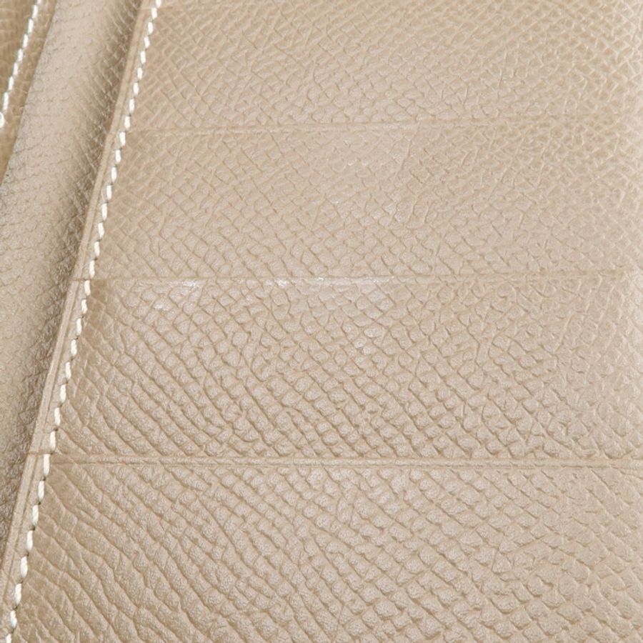 HERMES Epsom皮革Bearn Tri-Fold銀扣長錢包Rouge Casaque/Etoupe-15