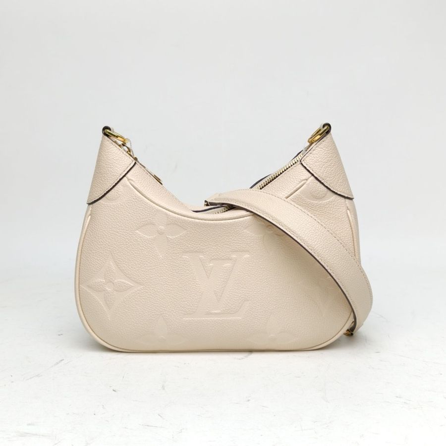 LOUIS VUITTON 米白色牛皮晶片BOULOGNE牛角包壓紋粒面-0