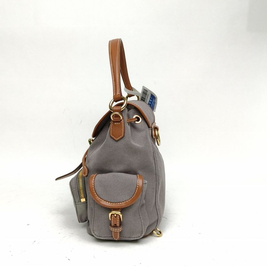 MIUMIU 雙肩包字母徽標標識拼皮革小號拼色帆布-1