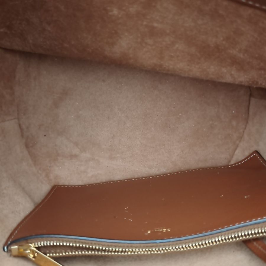 CELINE Bucket16水桶包中號23褐色牛皮金扣-5