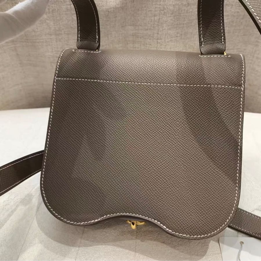 🌈Hermes🧡Mini Della🧡大象灰金扣🌟98.5新🌟Epsom皮🌟minidella🌟della🌟愛馬仕🌟-7