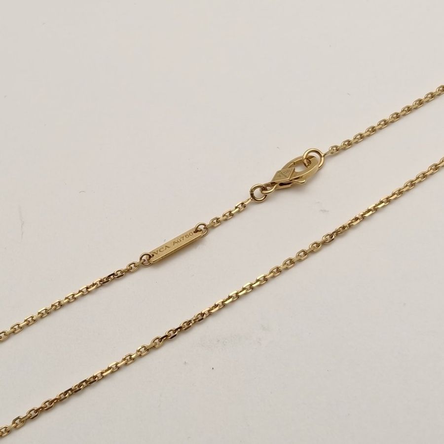 VAN CLEEF&ARPELS VintageAlhambra中號單花項鏈新扣18K黃金/縞瑪瑙-3