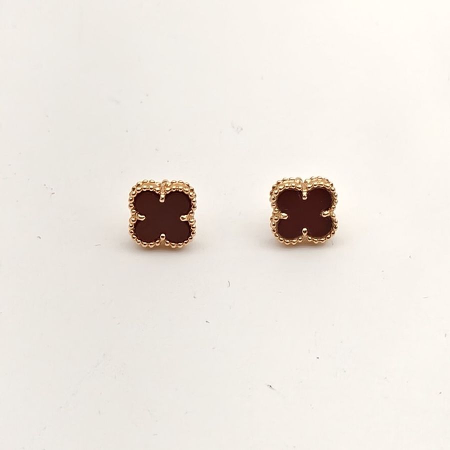 VAN CLEEF&ARPELS SweetAlhambra小號單花耳釘18K玫瑰金/紅玉髓-2