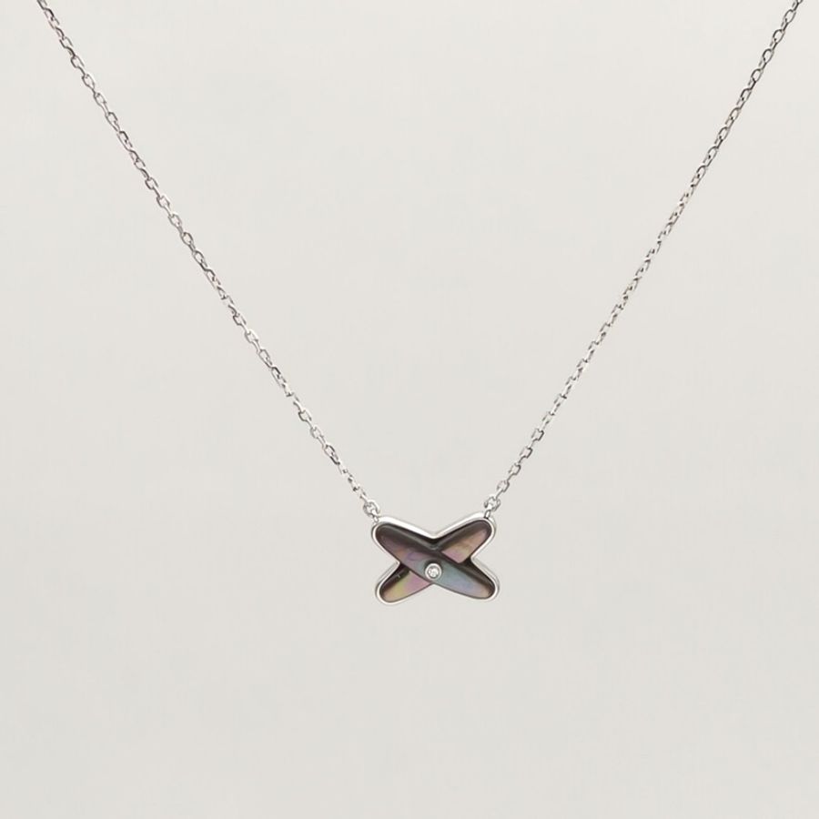 CHAUMET 18K白金鑽石JuxeDeLiens歡緣小叉項鏈-0