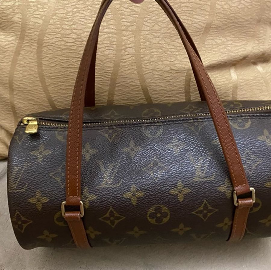Louis Vuitton Vintage 老字花紋紅皮圓桶手提包-6
