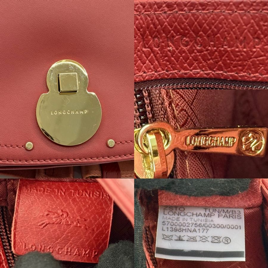 LONGCHAMP 紅色牛皮斜背包-6