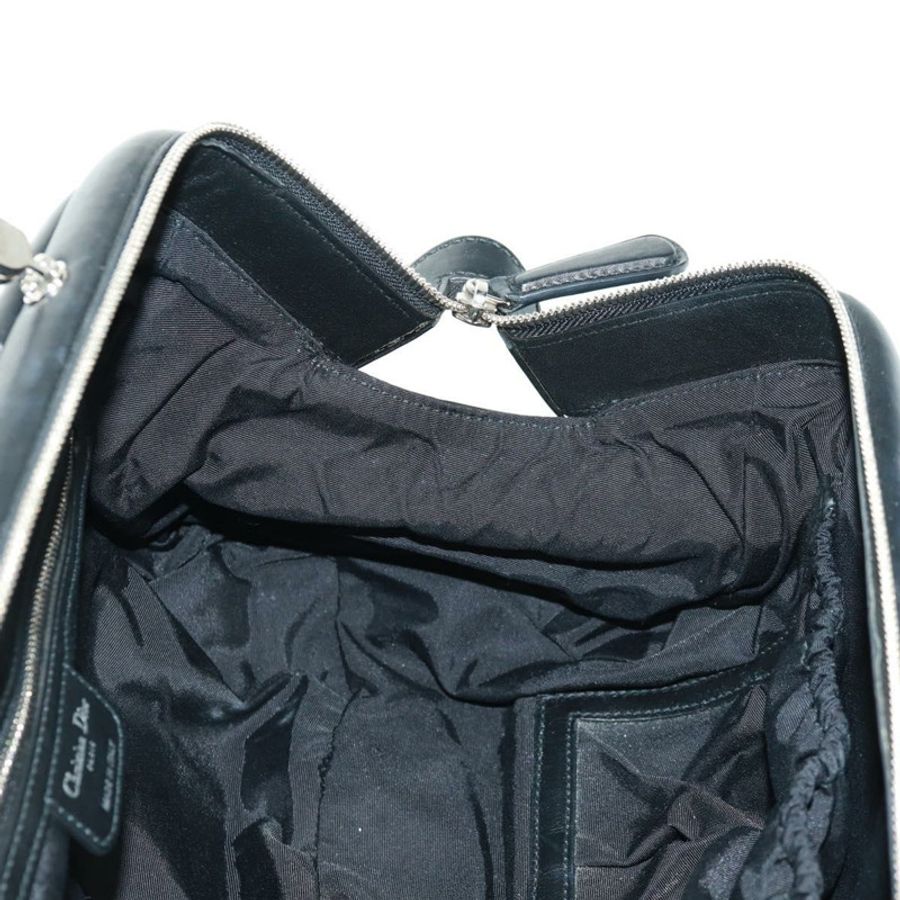 【日本直送】Christian Dior Karenina 手提包,黑色銀色真皮,正品,貨號 168453SAV-17