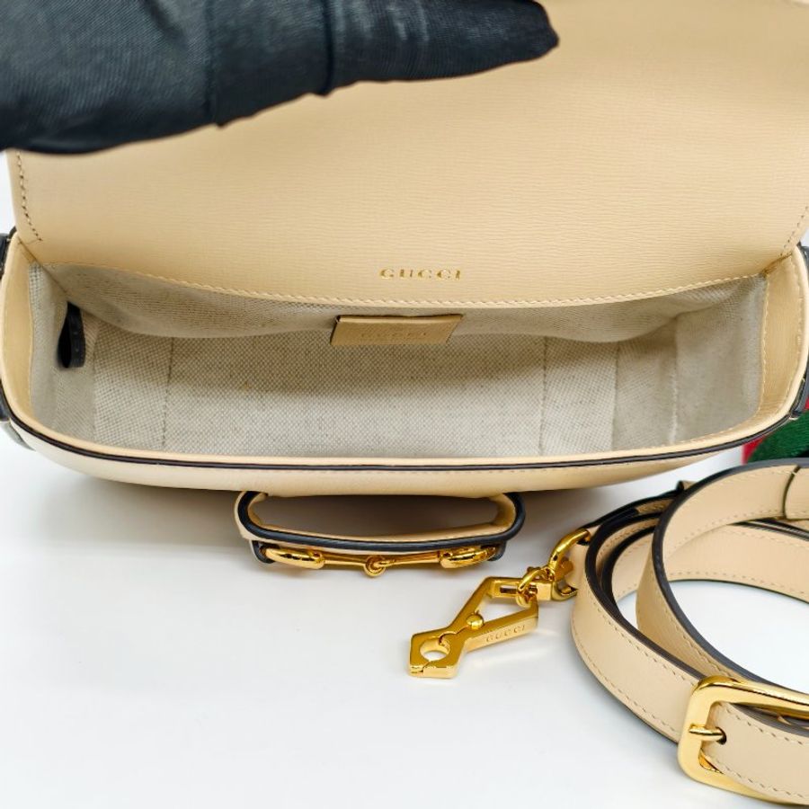 GUCCI 珍奶色Horsebit 1955 small馬鞍包(20*5*15)-5