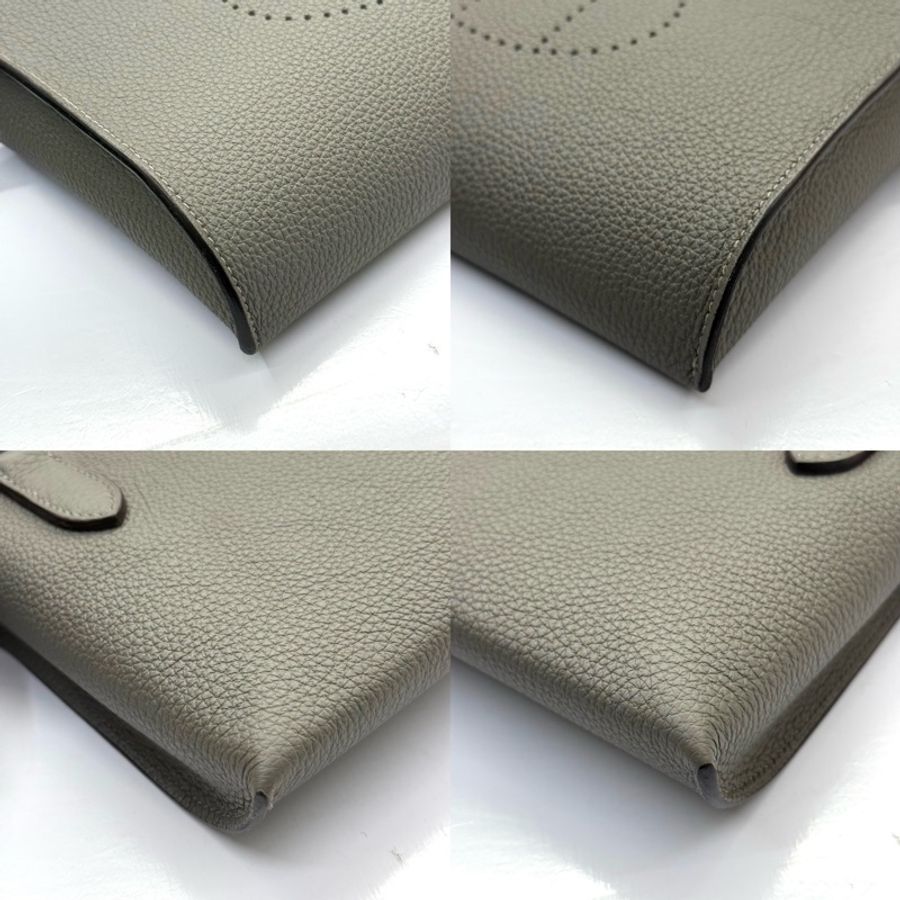 HERMES 愛馬仕 灰色VIDEPOCHES TOGO 肩背包 B刻-4