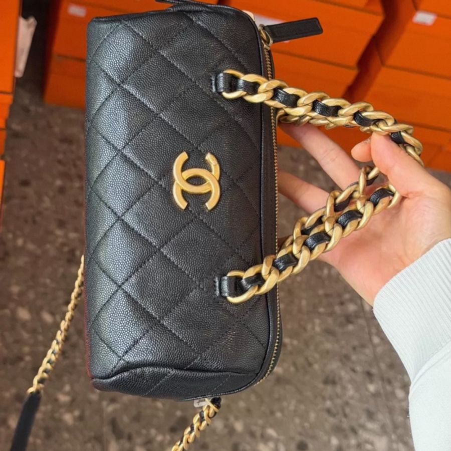 Chanel黑金荔枝皮水桶手提斜挎 30卡-1