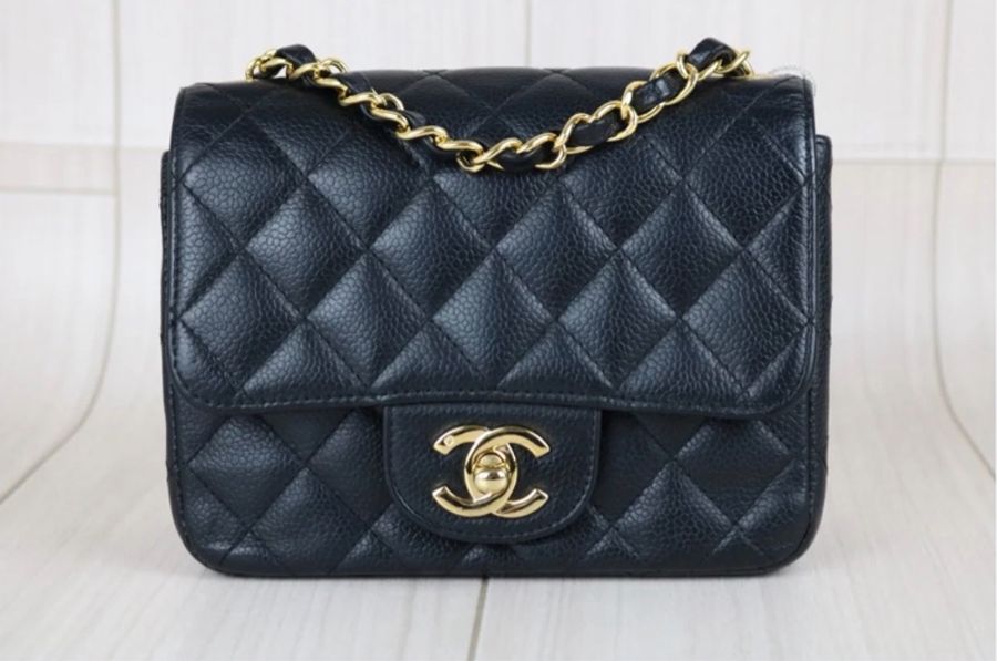 「JL精品代購」9新 Chanel 香奈兒黑金荔枝牛皮方胖-2