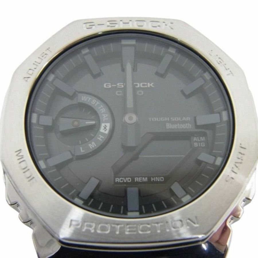卡西歐 G-SHOCK 全金屬 2100 系列 GM-B2100SD-1AJF 灰色銀色不鏽鋼男士手錶-0