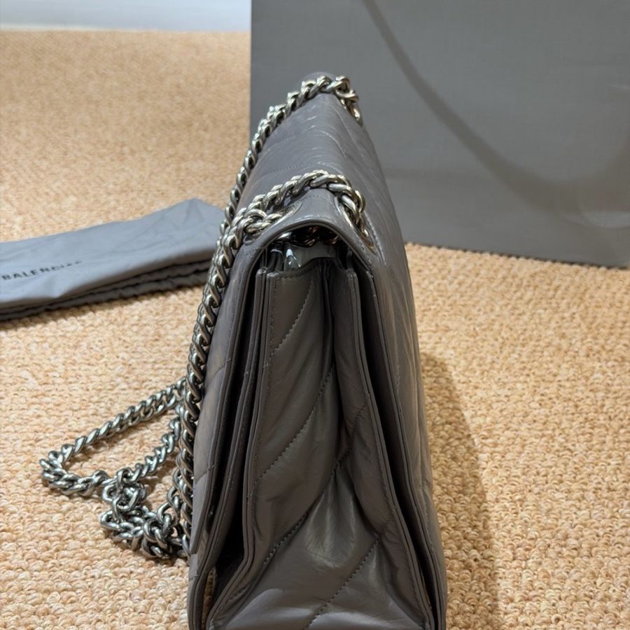 Balenciaga巴黎世家CRUSH鏈條沙漏包水泥灰牛皮-1