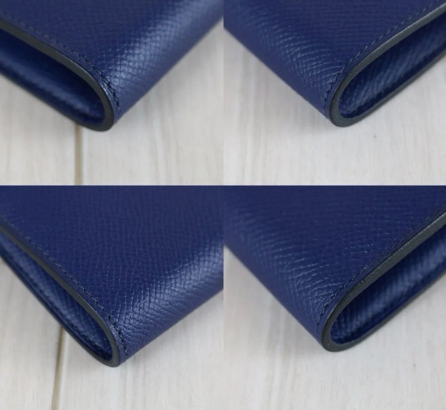「JL精品代購」 98新 Hermes 愛馬仕 Kelly 長夾 電光藍-5