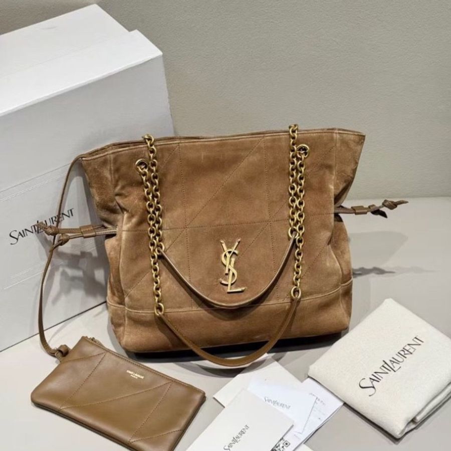 YSL Jamie 棕色 麂皮 福袋 托特包 黃金小號3030*8*28.5cm 9新 配件子袋 購證 塵袋 盒子-1