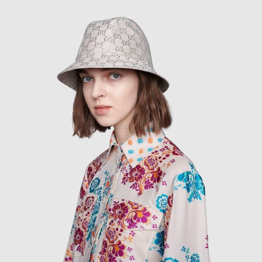 💎Han's house精品服飾💎GUCCI 滿版 刺繡 反光銀線 老花 漁夫帽 帽子-4
