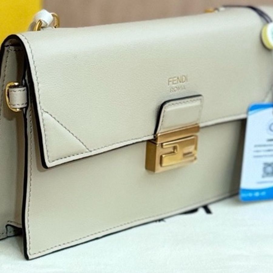 99新芬迪/Fendi 金扣小號斜挎包 尺寸:19×12×3 大象灰 附件盒子塵袋,-6