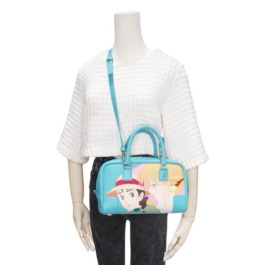 Loewe x 吉卜力 展示品 Amazona 23 霍爾與蘇菲圖案牛皮二用包(藍)-6
