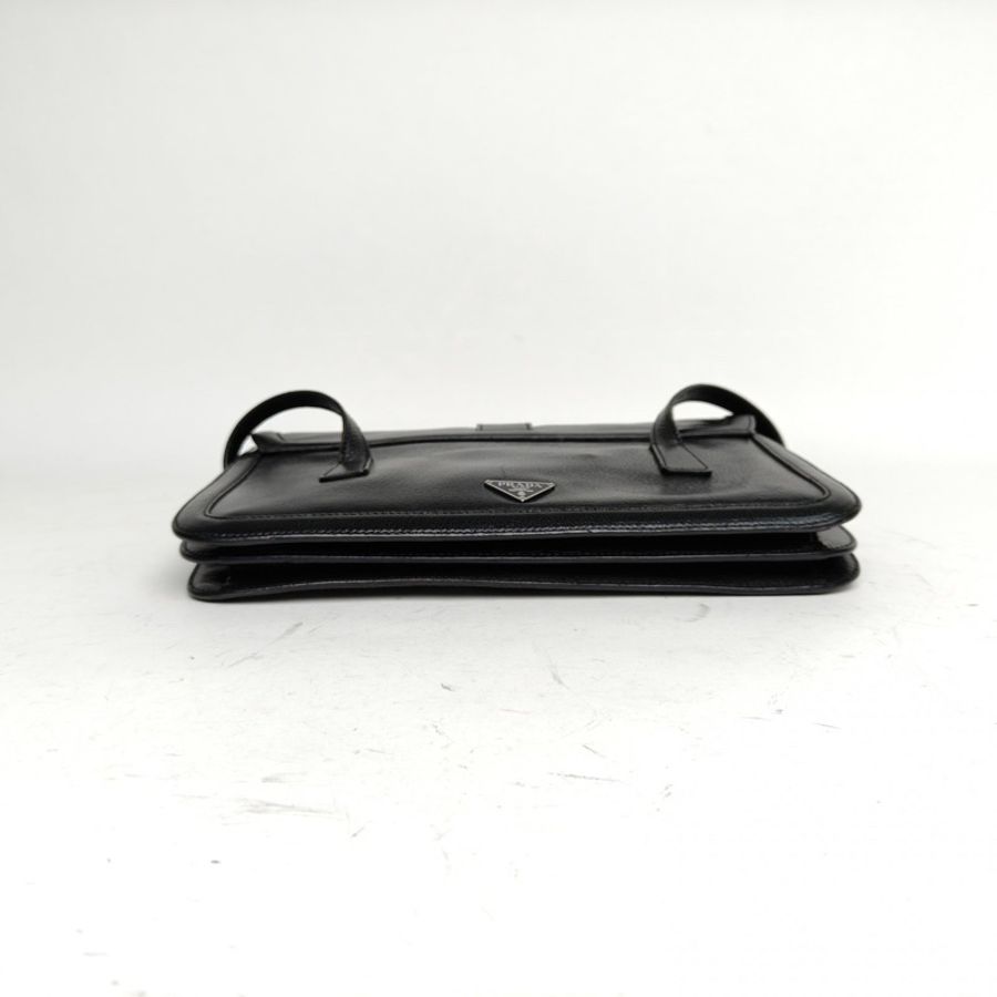 PRADA 黑色山羊皮中古雙面公文手提包-3
