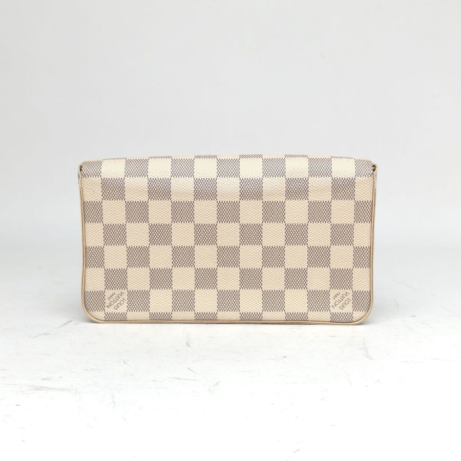 LOUIS VUITTON POCHETTEFELICIE三合一鏈條包白棋格PVC2016-2