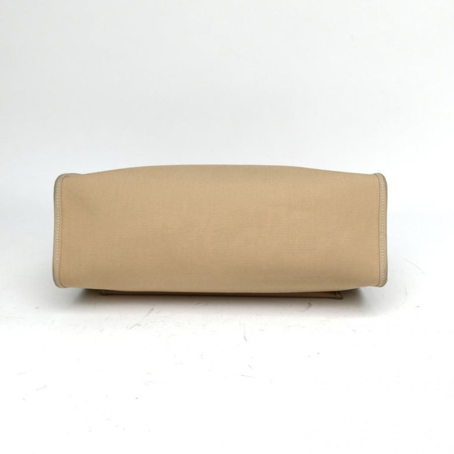 HERMES Herbag31米色拼楓葉棕帆布/牛皮X刻銀扣-3