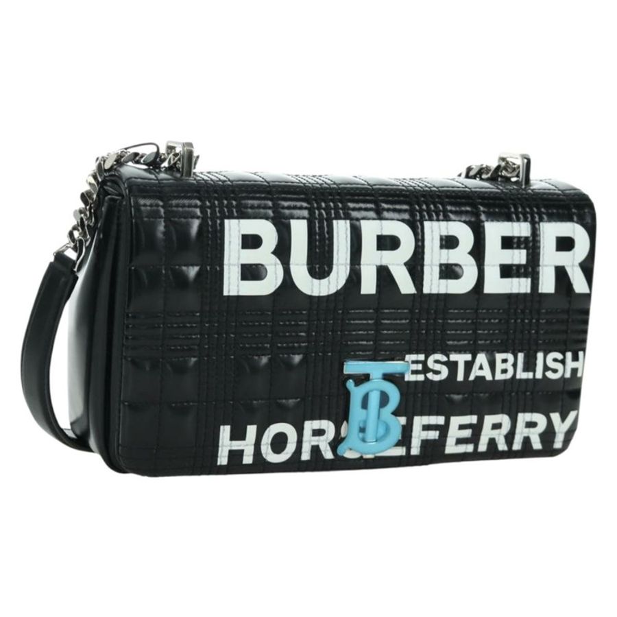 【日本直送】BURBERRY 滾軸鏈條單肩包 皮革 黑色 銀色 正品 am11155V-0