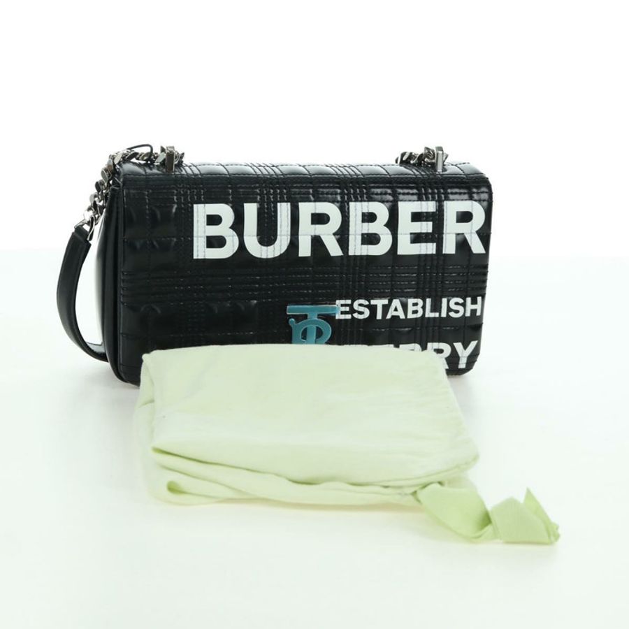 【日本直送】BURBERRY 滾軸鏈條單肩包 皮革 黑色 銀色 正品 am11155V-11
