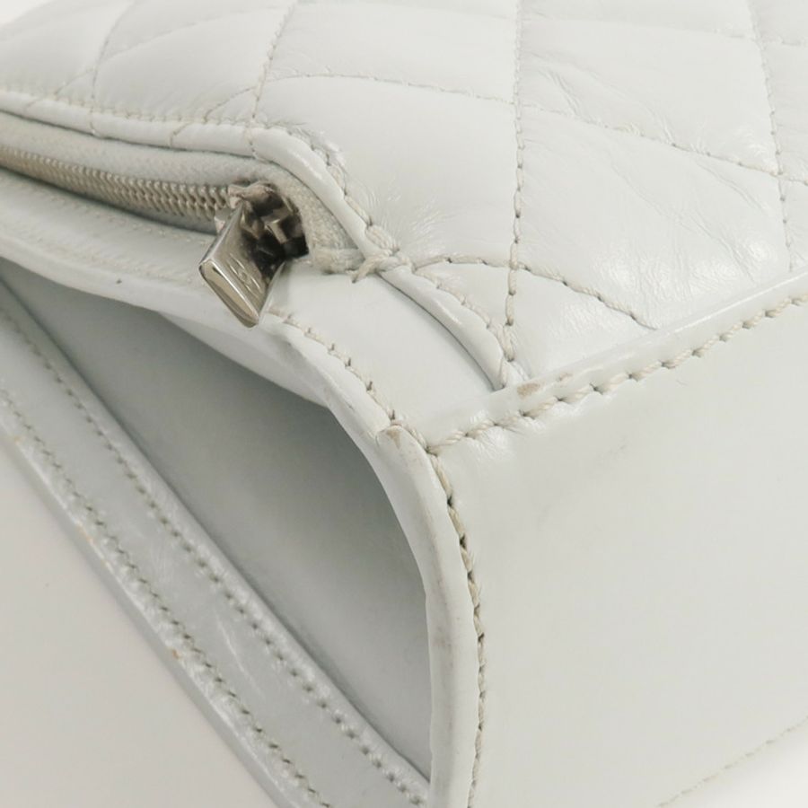 CHANEL 牛皮皮革Chain Shoulder銀扣鏈帶肩背袋-6