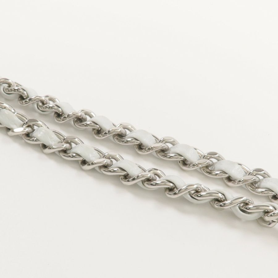 CHANEL 牛皮皮革Chain Shoulder銀扣鏈帶肩背袋-19