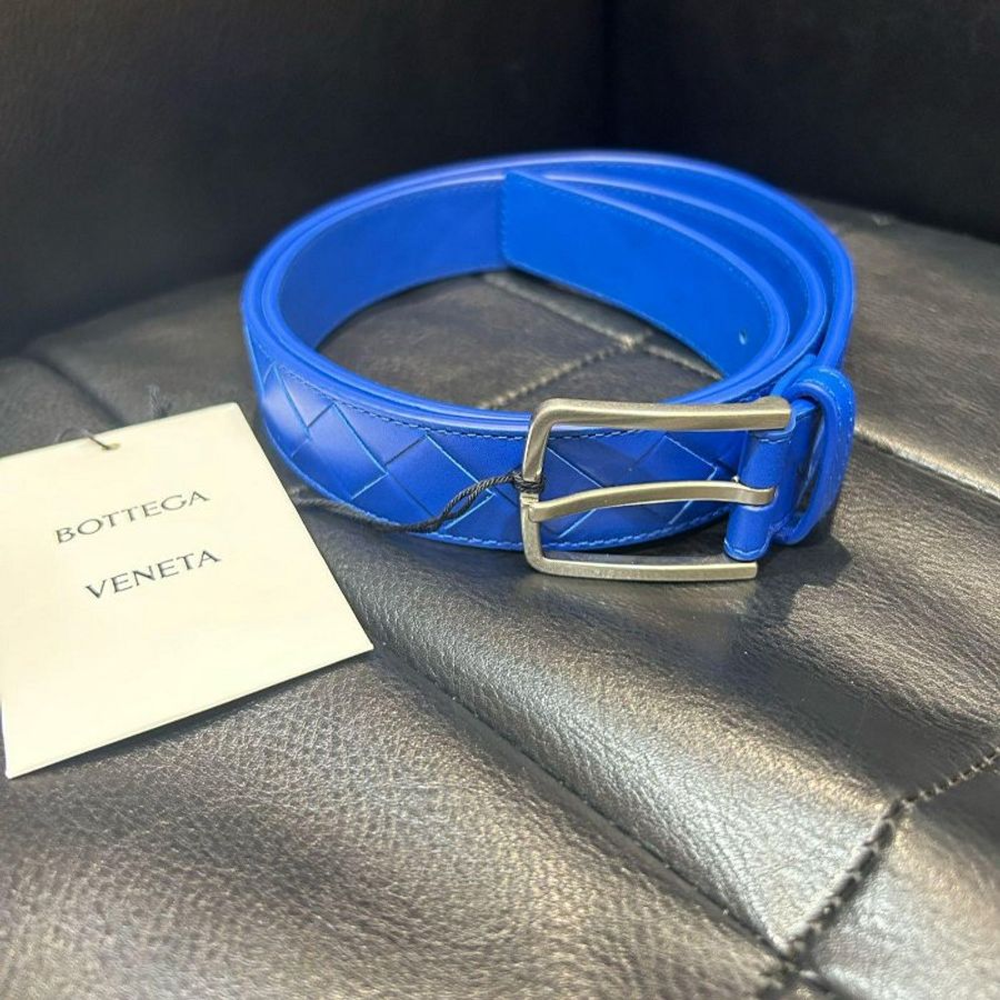 💎Han's house精品服飾💎 BOTTEGA VENETA BV 藍 編織 皮帶 真皮 寬3cm 原價20800-3