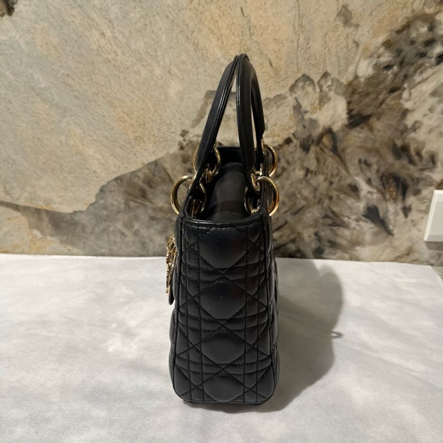 Dior黑金羊皮5*4黛妃包-3