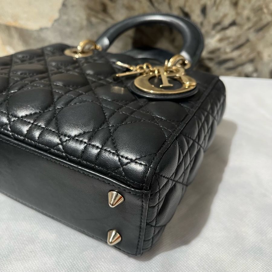 Dior黑金羊皮5*4黛妃包-4