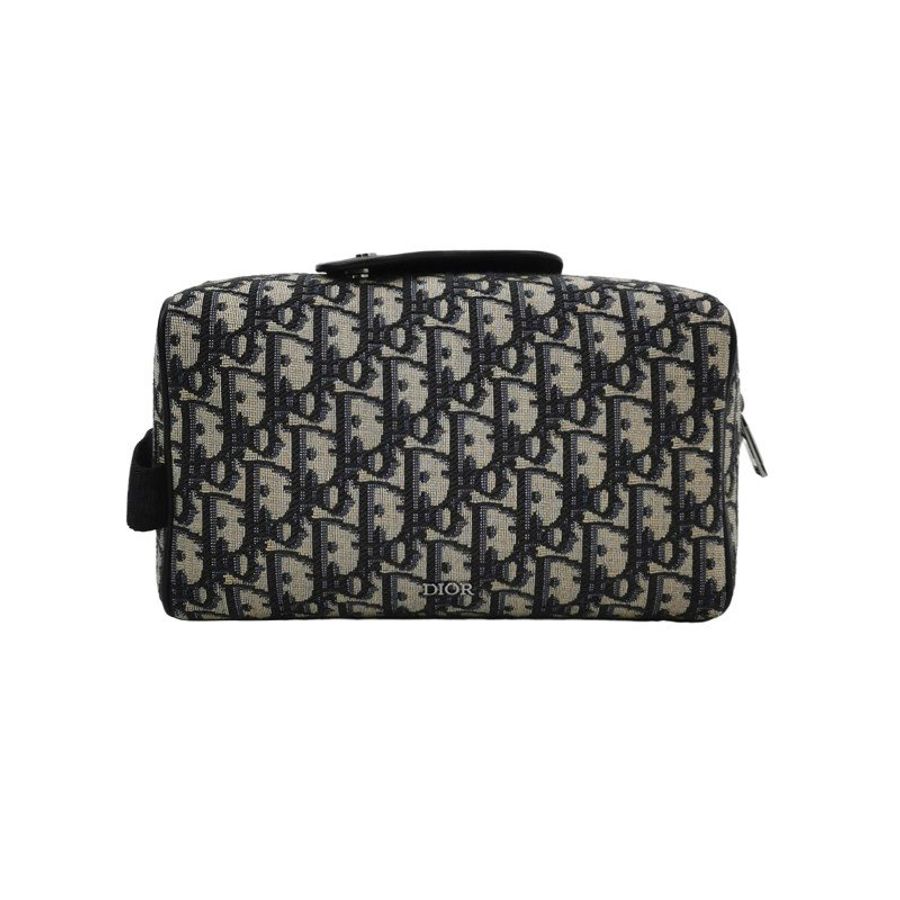Dior Lingot牛皮帆布字母logo鎖扣手拿包-0