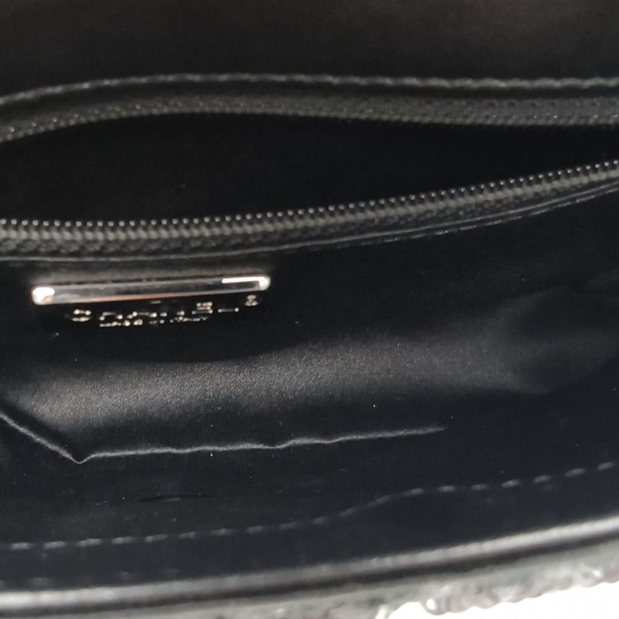 CHANEL CF口蓋包大Mini20cm黑色珠片28開鎢鋼扣-5