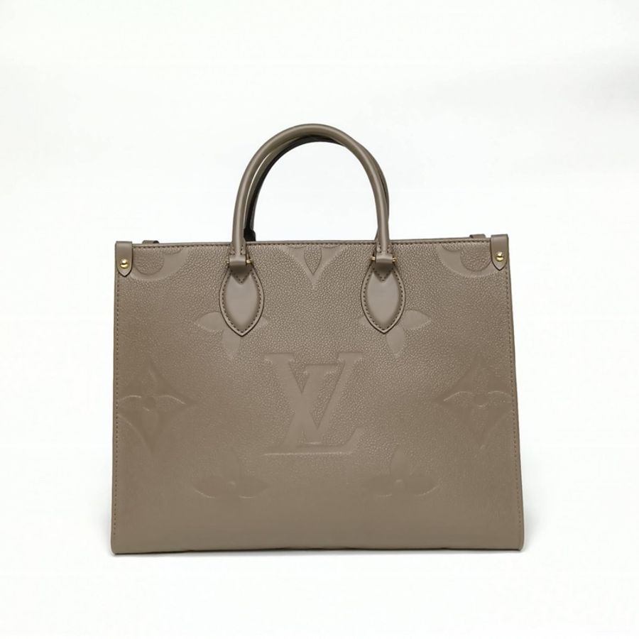 LOUIS VUITTON Onthego中號35大象灰牛皮晶片老花壓紋-0