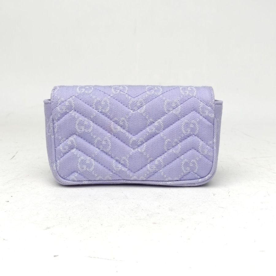 GUCCI GGMarmont肩背包超Mini16.5紫色帆布淺金扣-2