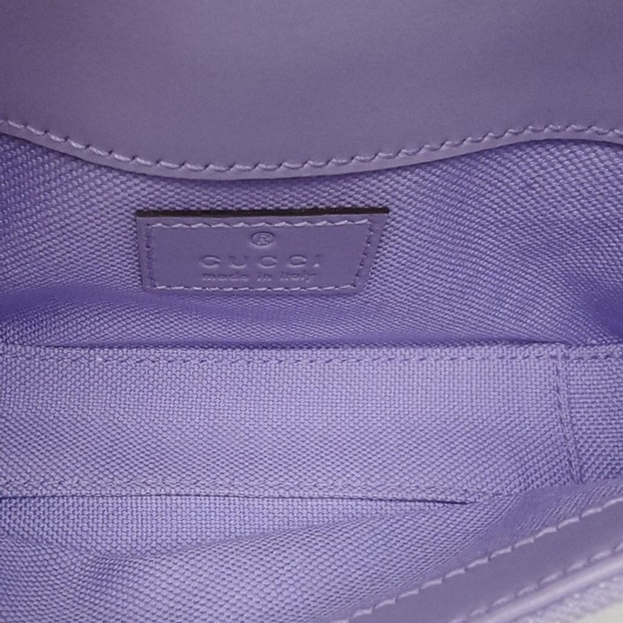 GUCCI GGMarmont肩背包超Mini16.5紫色帆布淺金扣-5