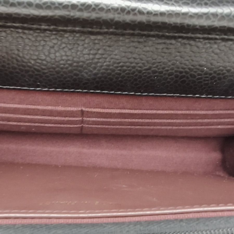 CHANEL CFWOC19cm黑色荔枝牛皮晶片開金扣-4